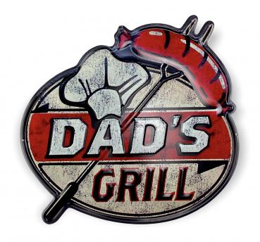 "Dad's Grill" - geprägtes 3D Blechschild