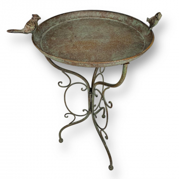 Vogeltränke Gijon Ø 32,5 cm – Stehendes Vogelbad aus Metall im Shabby-Chic-Stil