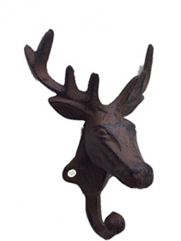 Rustikaler Gaderobenhaken aus Gusseisen Hirsch für Innen- und Außenbereich