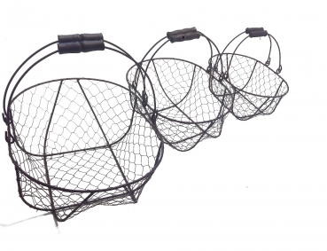 Preview: ZZ_Rustikaler ovaler Drahtkorb - mittel - für Dekorationen, Blumen oder als Hanging-Basket - Breite 32 cm