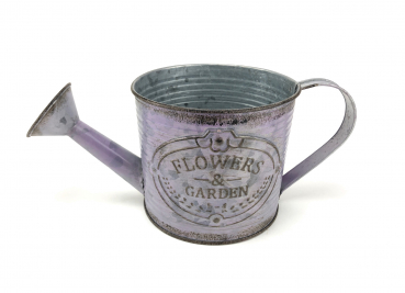 Preview: Blumentopf aus Metall in Gießkannen-Optik - Lila - Durchmesser 13 cm