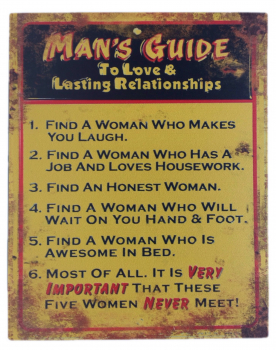 "Man´s guide to love..." - Blechschild