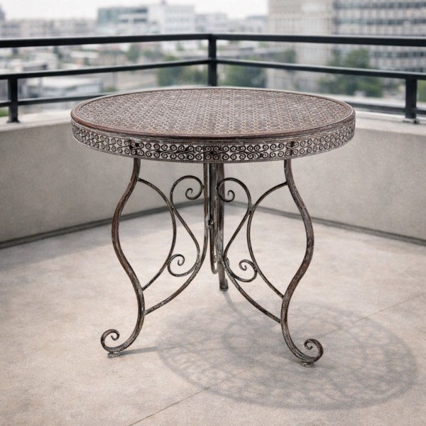 Gartentisch Bilbao Ø 70 cm – Landhaus Metalltisch für Balkon & Garten