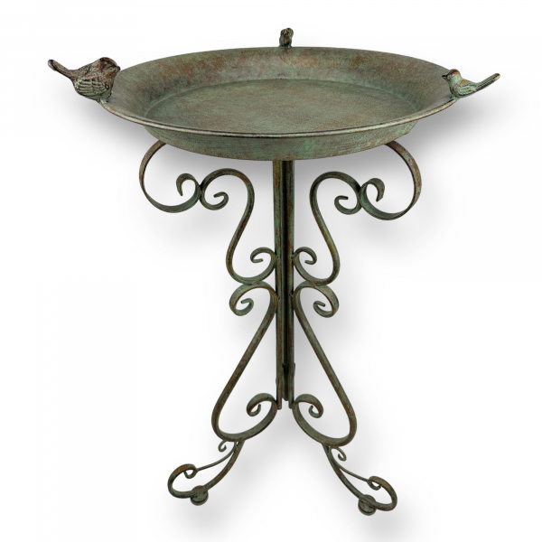 Vogeltränke Leon Ø 41,5 cm – Stehendes Vogelbad aus Metall im Shabby-Chic-Stil